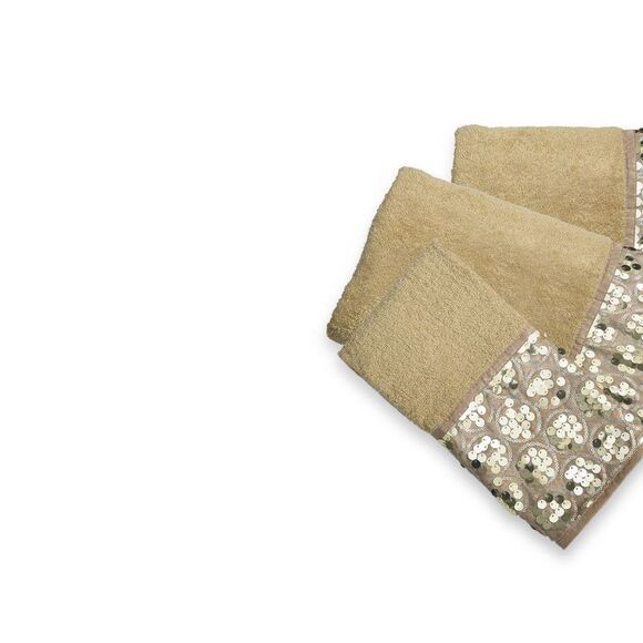 Sinatra Gold Bath Accessories 3 Piece Towel Set Bath Towel Set (Bath Towel, Hand
